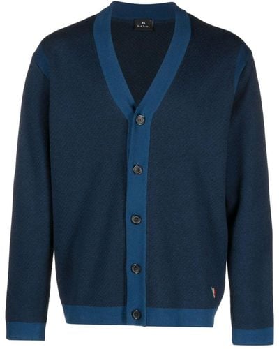 PS by Paul Smith V-neck Organic-cotton Cardigan - Blue