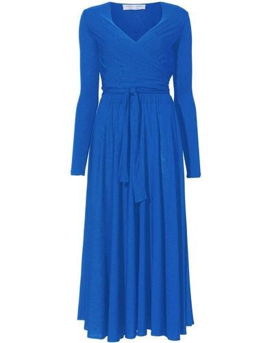 Proenza Schouler Matte Crepe Wrap Dress - Blue