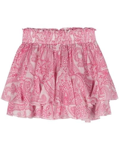 Mc2 Saint Barth Cotton And Silk Mini Skirt With Paisley Print - Pink