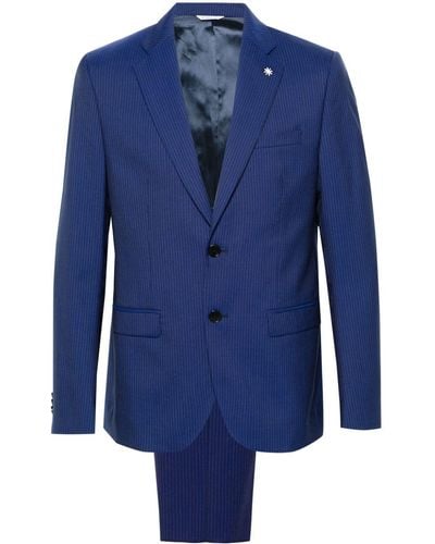 Manuel Ritz Pinstripe Single-breasted Suit - Blue