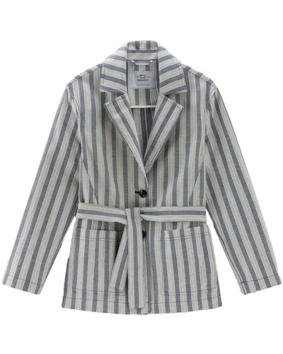 Woolrich Striped Belted Shirt - Grey
