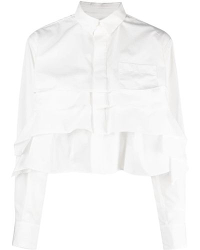 Sacai レイヤード クロップドシャツ - ホワイト