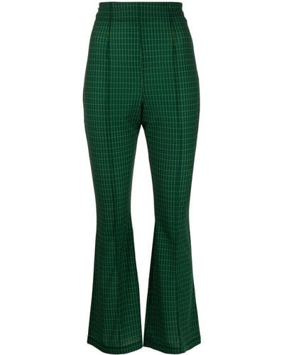 Toga Windowpane-print Cropped Trousers - Green