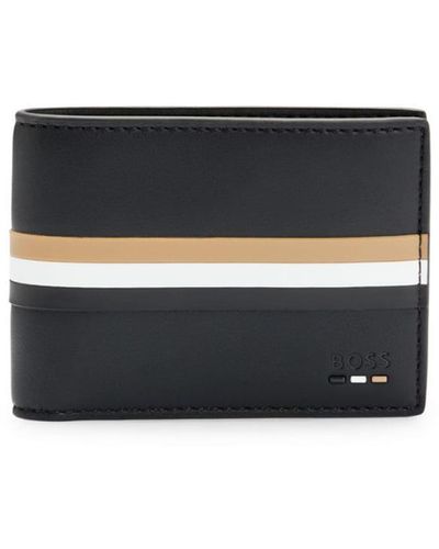 BOSS Striped Leather Wallet - White