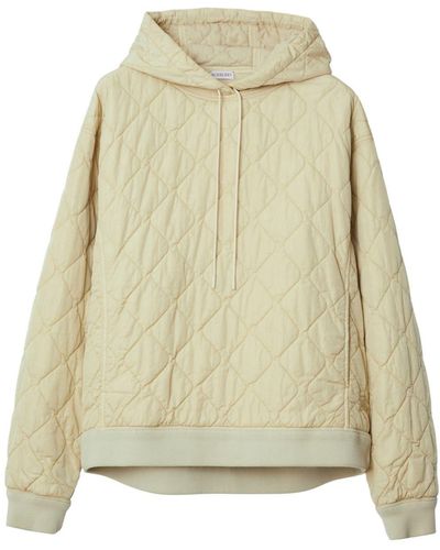 Burberry Equestrian Knight-embroidered Quilted Hoodie - Natural