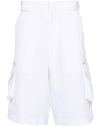 Prada Enamel Triangle-logo Cargo Shorts - White