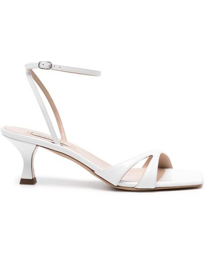Casadei Cut-out Patent-leather Sandals - White