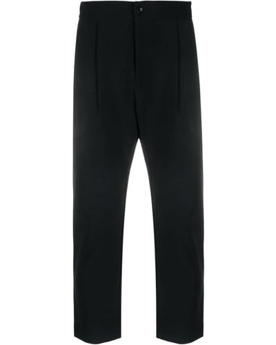 Attachment Pleat-detail Straight-leg Pants - Black