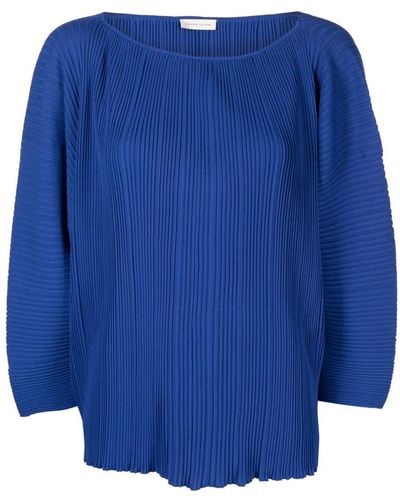 Maison Ullens Fully-pleated Knitted Top - Blue