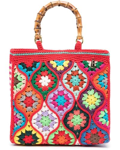 La Milanesa Large Crochet Tote Bag - Red