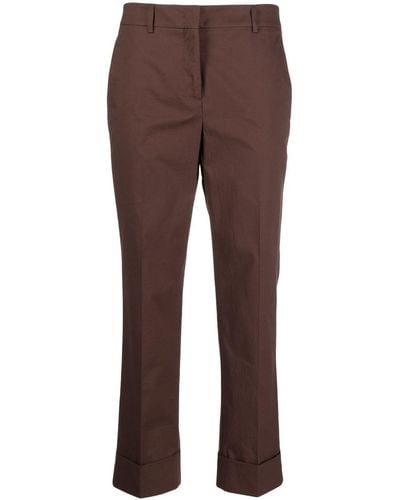 Incotex Pressed-crease Cropped Trousers - Brown