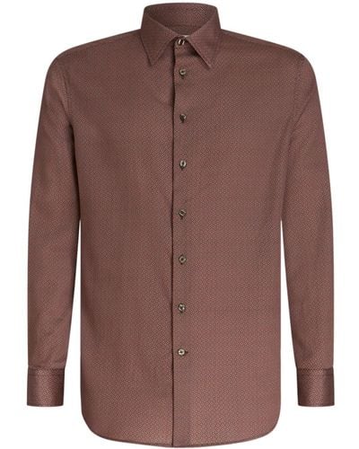 Etro Geometric-print Cotton Shirt - Brown