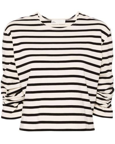 Tory Burch Ruched-sleeve Cotton Top - Black