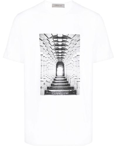 Corneliani Camiseta con logo estampado - Blanco