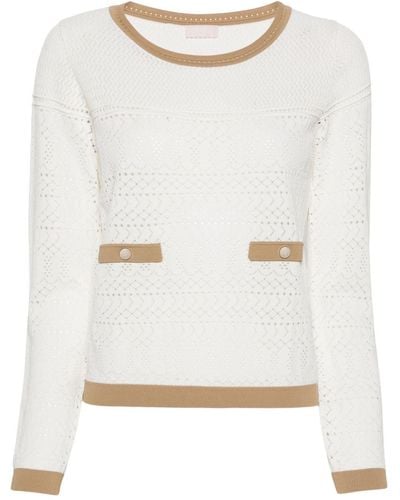 Liu Jo Long-sleeve Pointelle-knit Blouse - White