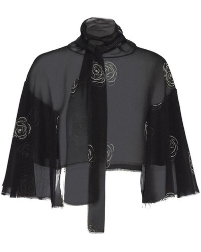 Prada Cape à fleurs - Noir