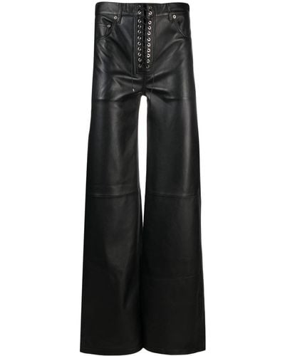 Ludovic de Saint Sernin Lace-up Wide-leg Leather Pants - Black