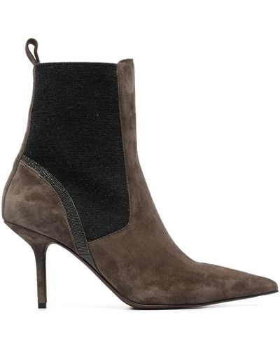 Brunello Cucinelli Monili-embellished 90mm Ankle Boots - Brown