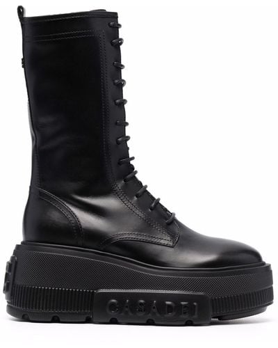 Casadei Lace-up Platform Boots - Black