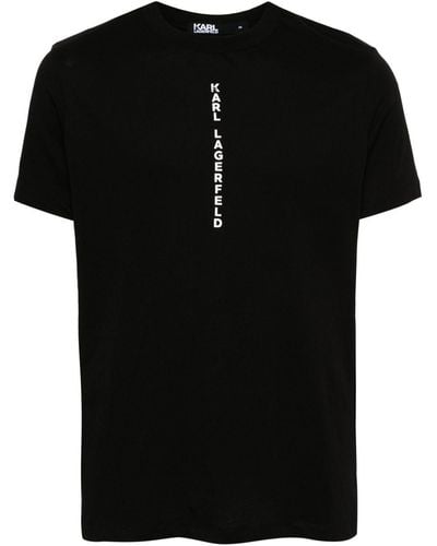 Karl Lagerfeld Logo-stamp Cotton T-shirt - Black