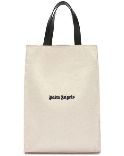 Palm Angels Logo-embroidered Cotton Tote Bag - Natural