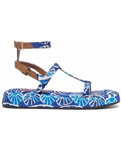 La DoubleJ Jazzy Seashell-print Sandals - Blue