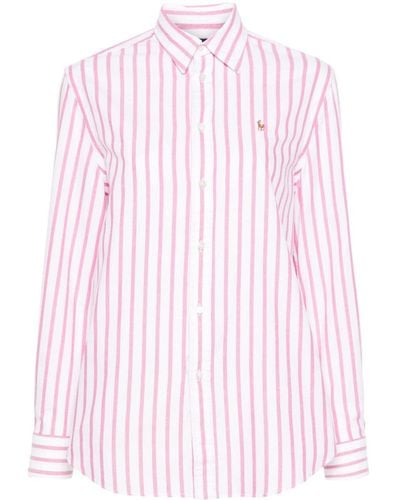Polo Ralph Lauren Polo-Pony-Motif Striped Shirt - Pink
