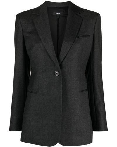 Theory Mélange Virgin Wool Double-breasted Blazer - Black