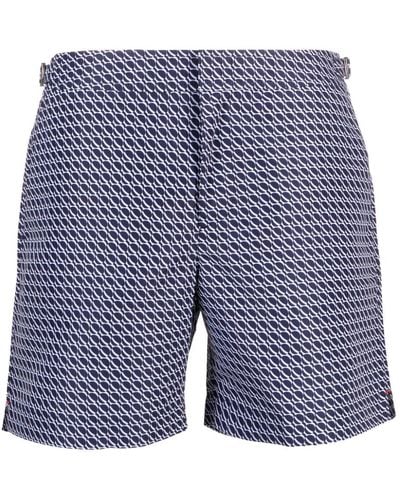 Orlebar Brown Geometric-pattern Swim Shorts - Blue
