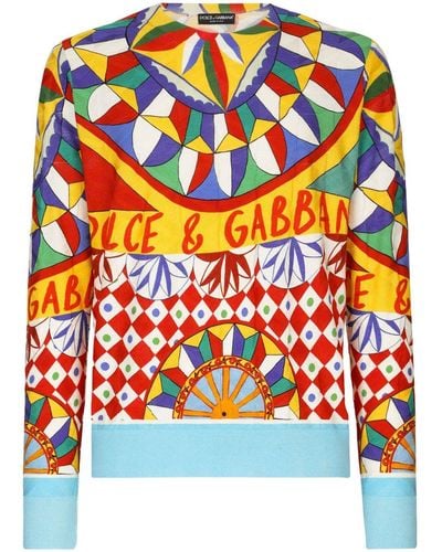 Dolce & Gabbana Pullover aus Seide mit Print - Orange