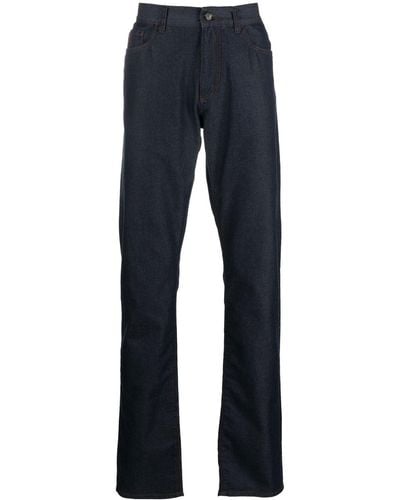 Canali Gerade Jeans mit Logo-Patch - Blau