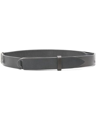 Orciani No-buckle Leather Belt - Grey