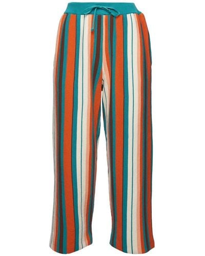La DoubleJ Vertical-stripe Cropped Pants - Blue
