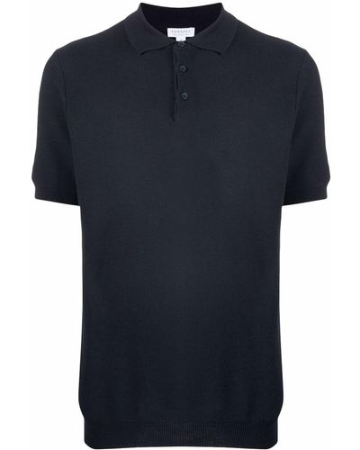 Sunspel Short-sleeved Cotton Polo Shirt - Blue