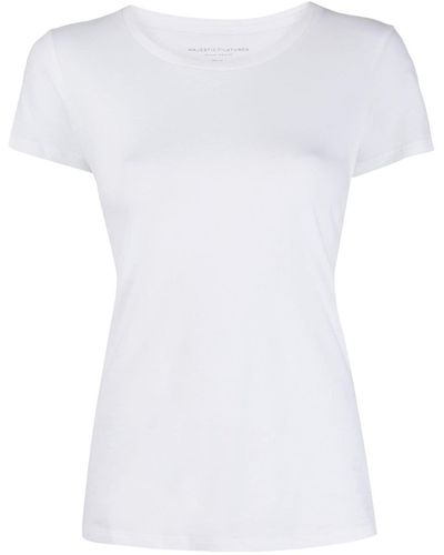 Majestic Filatures Camiseta slim con cuello redondo - Blanco