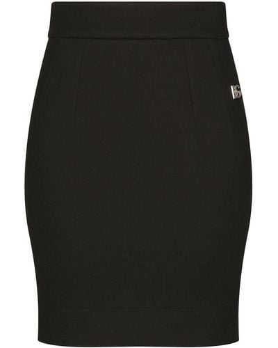 Dolce & Gabbana Dg-logo Milano-rib Miniskirt - Black