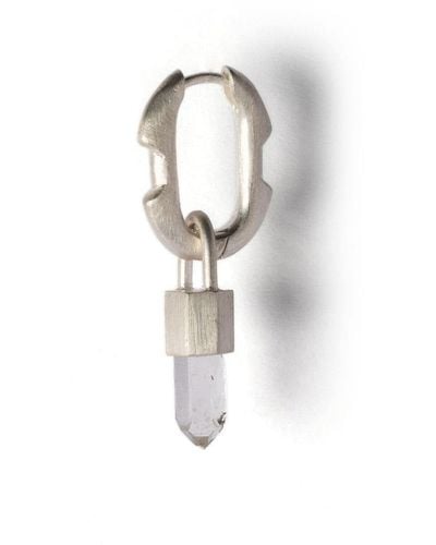 Parts Of 4 Deco Quartz Pendant Earring - White