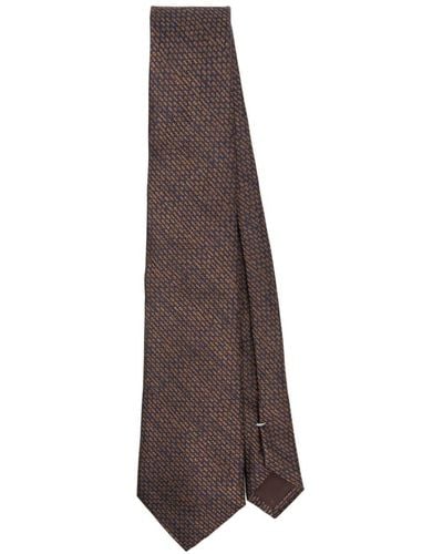 Canali Patterned-jacquard Silk Tie - Brown
