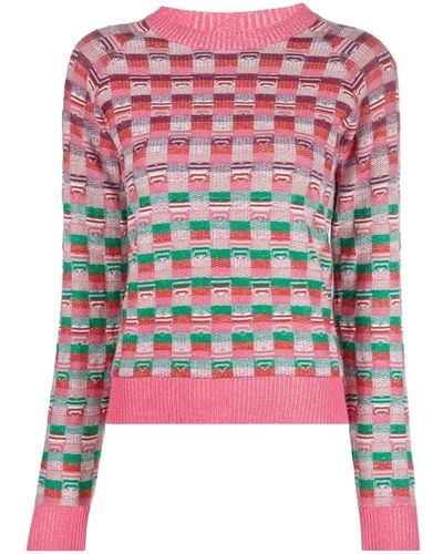 Barrie Graphic-patterned Cashmere-blend Jumper - Red