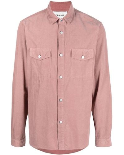 FRAME Corduroy Chest Flap-pocket Detail Shirt - Pink