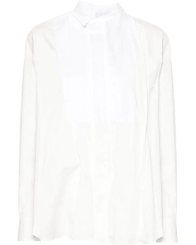Sacai Asymmetric-neck pleated shirt - Bianco