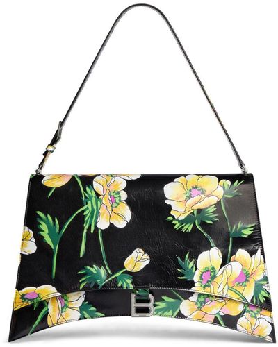 Balenciaga Bolso de hombro Crush Sling con estampado floral - Negro