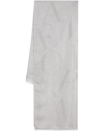 Emporio Armani Semi-transparenter Schal mit Jacquard-Logo - Weiß