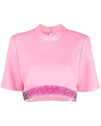 Jonathan Simkhai Jalen Embellished Crop Top - Pink