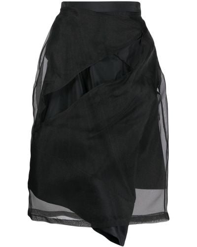Undercover High-waisted Asymmetric Tulle Skirt - Black