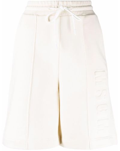 MSGM Pantalones cortos con logo en relieve - Blanco