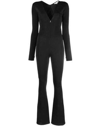 Patrizia Pepe Rhinestone-embellished V-neck Jumpsuit - Black