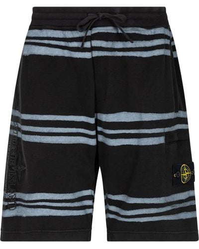 Supreme X Stone Island Shorts mit Streifen - Schwarz