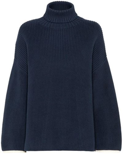 Brunello Cucinelli Ribbed-knit Cotton Sweater - Blue