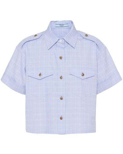 Prada Prince Of Wales Cotton Shirt - Blue